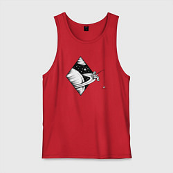 Майка мужская хлопок Space fisher, цвет: красный