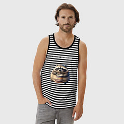 Майка мужская хлопок Начну с понедельника - нейросеть, цвет: черная тельняшка — фото 2