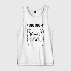 Майка мужская хлопок Powerwolf - rock cat, цвет: белый