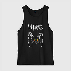Майка мужская хлопок In Flames rock cat, цвет: черный