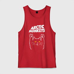 Майка мужская хлопок Arctic Monkeys rock cat, цвет: красный