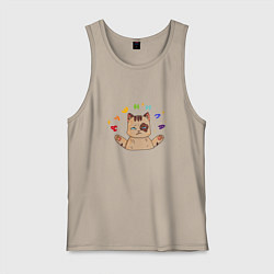 Майка мужская хлопок Котик душнила, цвет: миндальный