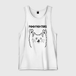 Майка мужская хлопок Foo Fighters - rock cat, цвет: белый