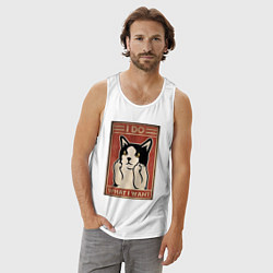 Майка мужская хлопок I do what I want кот и фак, цвет: белый — фото 2