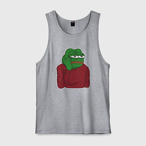 Мужская майка Лягушонок Пепе вымотался / Меланж – фото 1