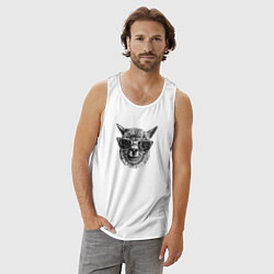 Майка мужская хлопок Альпака в солнечных очках, цвет: белый — фото 2