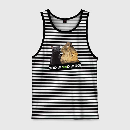 Мужская майка Черный и рыжий кот - Mood / Черная тельняшка – фото 1