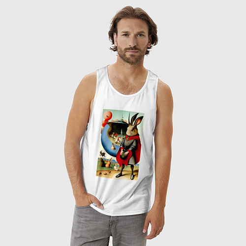 Мужская майка Кролик Иеронима Босха - нейросеть / Белый – фото 3