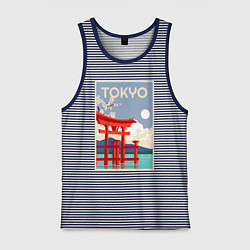 Майка мужская хлопок Tokyo - japan, цвет: синяя тельняшка