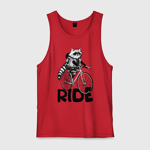 Мужская майка Raccoon ride / Красный – фото 1