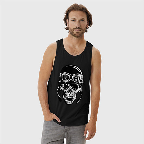 Мужская майка Skull biker helmet / Черный – фото 3