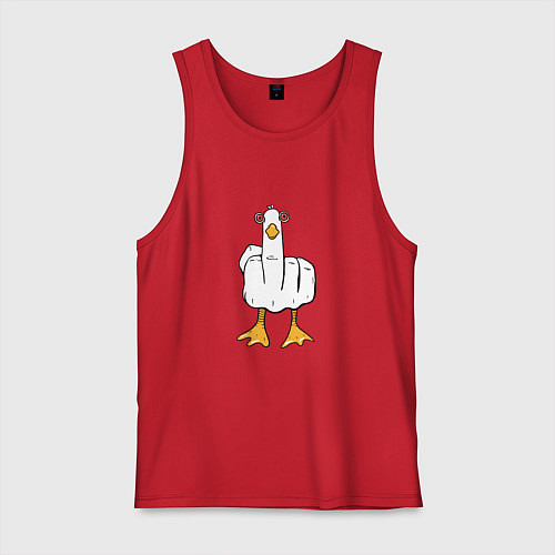 Мужская майка Неприличный гусь-рука / Красный – фото 1