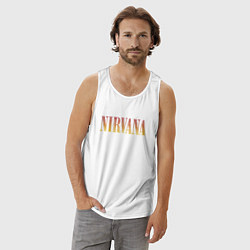 Майка мужская хлопок Nirvana logo, цвет: белый — фото 2