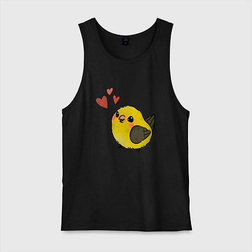 Мужская майка Птичка иволга с сердечками / Черный – фото 1