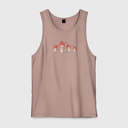 Майка мужская хлопок Грибы мухоморы в ретро стиле, цвет: пыльно-розовый