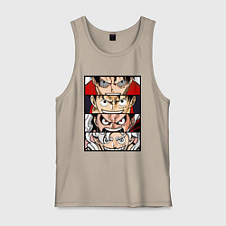 Майка мужская хлопок Луффи пятый гир - One Piece, цвет: миндальный