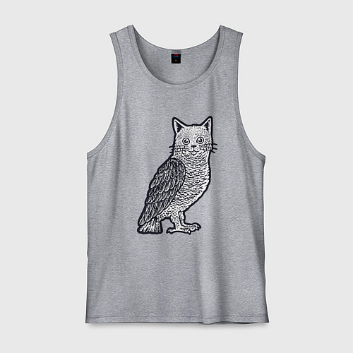 Мужская майка Кошка сова / Меланж – фото 1
