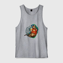 Майка мужская хлопок Бенгальский кот киноман с попкорном, цвет: меланж