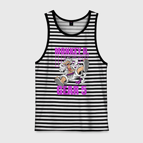 Мужская майка Луффи - гир 5 / Черная тельняшка – фото 1