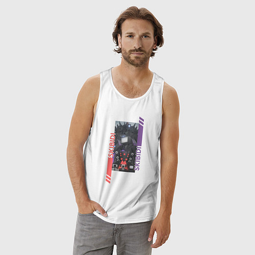 Мужская майка Skibidi Toilet Camera Speaker Tv Titans / Белый – фото 3