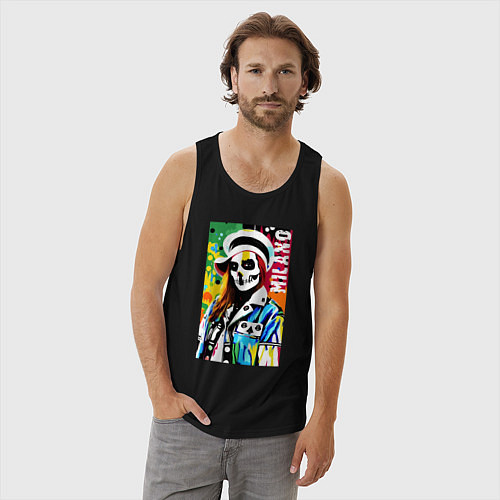 Мужская майка Skeleton fashionista - Milano - pop art / Черный – фото 3