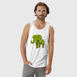 Майка мужская хлопок Зелёный слон, цвет: белый — фото 2