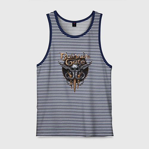 Мужская майка Baldurs Gate 3 - logotype / Синяя тельняшка – фото 1