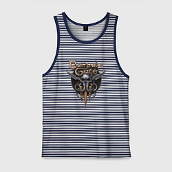 Майка мужская хлопок Baldurs Gate 3 - logotype, цвет: синяя тельняшка