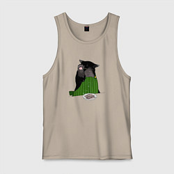 Майка мужская хлопок Кот повар, цвет: миндальный