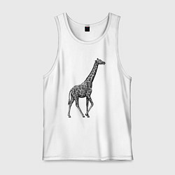 Майка мужская хлопок Жираф гуляет, цвет: белый