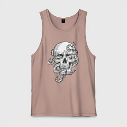 Майка мужская хлопок Skull octopus, цвет: пыльно-розовый