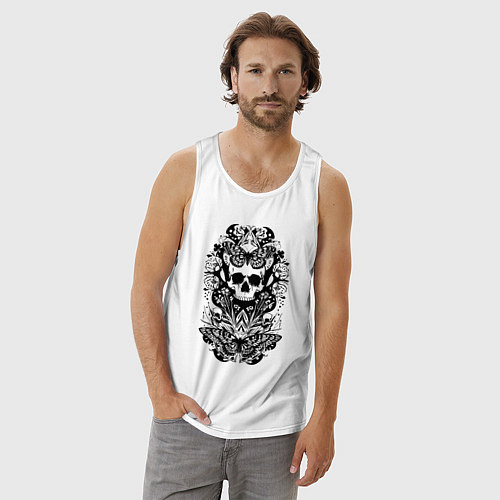 Мужская майка Skull and butterfly - neural network / Белый – фото 3