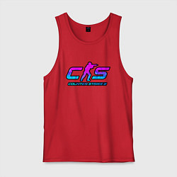 Майка мужская хлопок КС 2 лого неон, цвет: красный