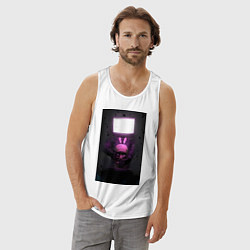 Майка мужская хлопок Tvman-skibidi, цвет: белый — фото 2