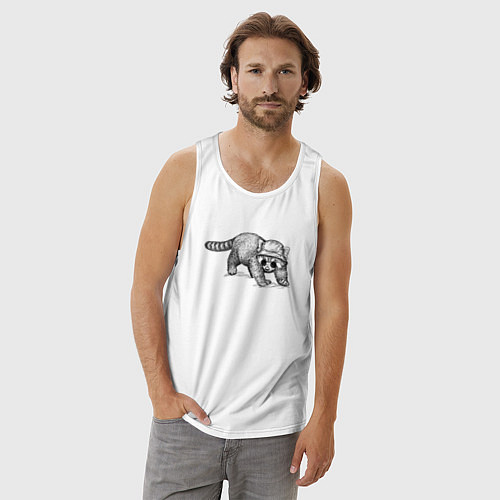 Мужская майка Рыжая панда хипстер / Белый – фото 3