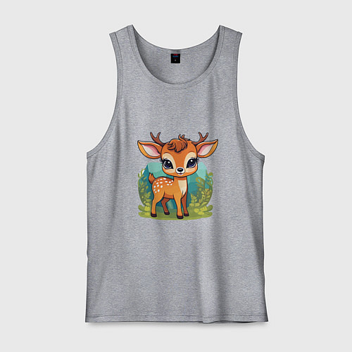 Мужская майка Олененок Бэмби на лужайке / Меланж – фото 1