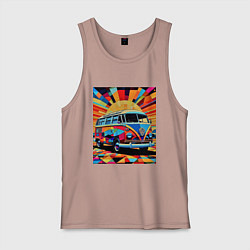 Майка мужская хлопок В машине на отдых, цвет: пыльно-розовый