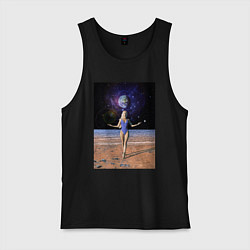 Майка мужская хлопок Девушка с планеты Земля на Марсе, цвет: черный