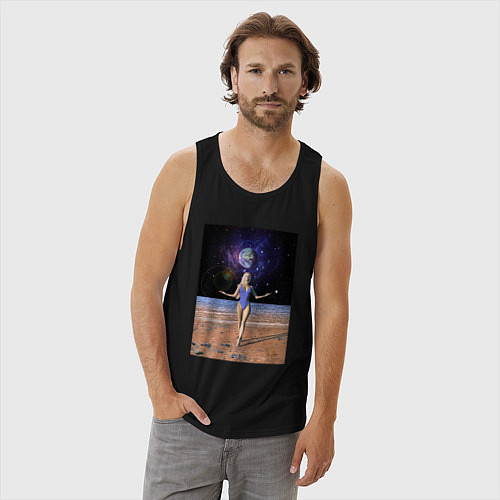 Мужская майка Девушка с планеты Земля на Марсе / Черный – фото 3