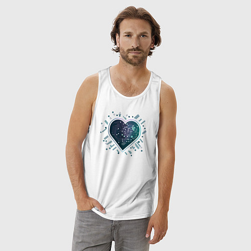 Мужская майка Киберсердце минимализм / Белый – фото 3