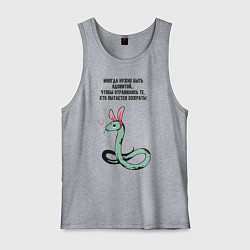 Майка мужская хлопок Змея в шкуре зайца прикольная, цвет: меланж