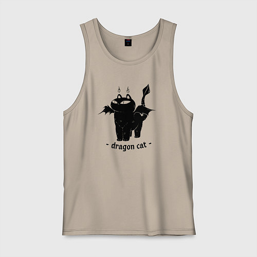 Мужская майка Black dragon cat / Миндальный – фото 1