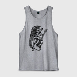 Майка мужская хлопок Ёжик рокер, цвет: меланж