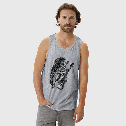 Мужская майка Ёжик рокер / Меланж – фото 3