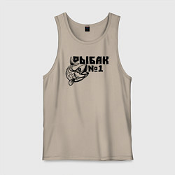 Майка мужская хлопок Рыбак 1, цвет: миндальный