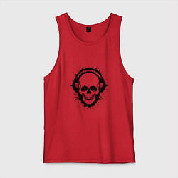 Майка мужская хлопок Смеющийся череп, цвет: красный