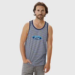 Майка мужская хлопок Ford usa auto brend, цвет: синяя тельняшка — фото 2
