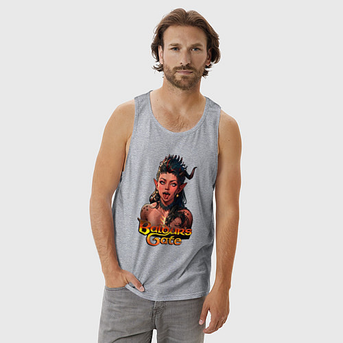 Мужская майка Karlah - Baldurs gate - ahegao / Меланж – фото 3