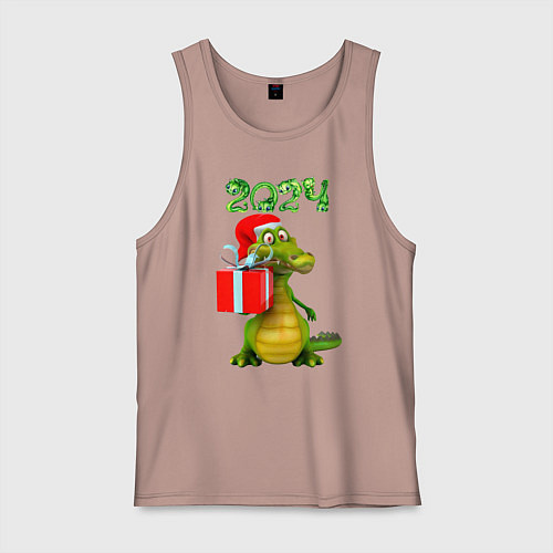 Мужская майка Дракон с подарком 2024 / Пыльно-розовый – фото 1