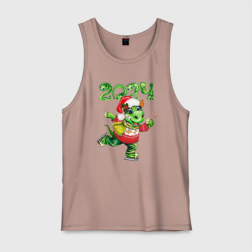 Мужская майка Новогодний дракон 2024 / Пыльно-розовый – фото 1